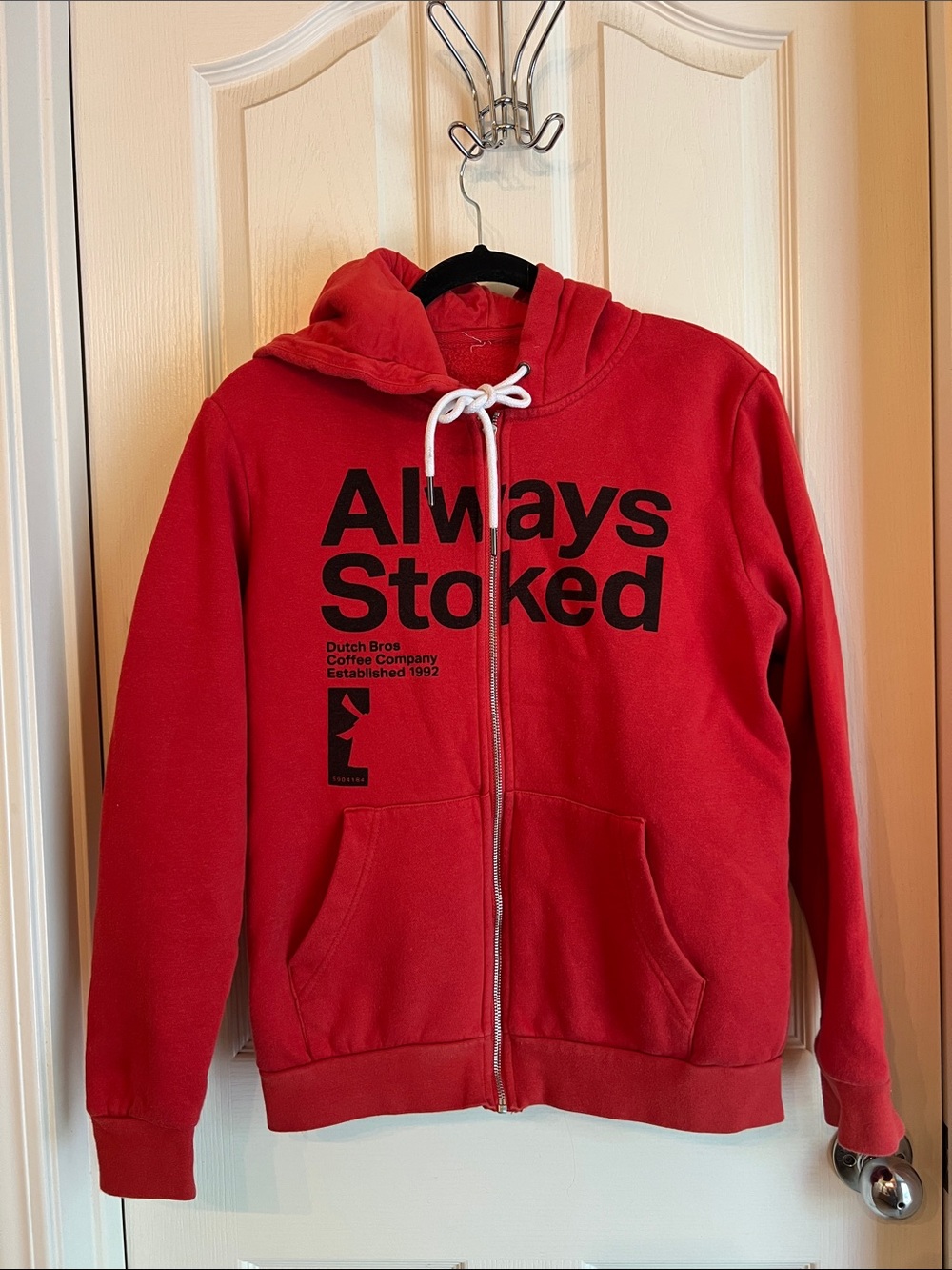 Dutch Bros orange Hoodie with Black 'Always Stoked' Print